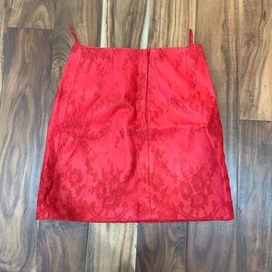 Vintage Gianni Versace Leather and Lace Skirt 1990s Runway Piece Size 40